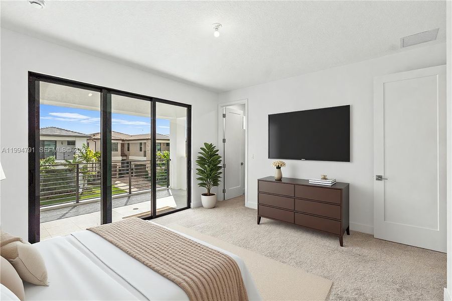 Virtually Staged - 2nd bedroom with balcony and walk-in closet