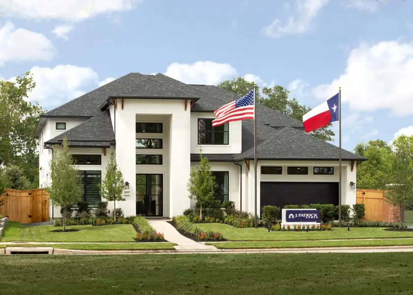 Representative exterior photo of a completed home built from the Milan 4597 by J. Patrick Homes in Colton, Montgomery, TX (Image 1). Representative exterior photo of a completed home built from the Milan 4597 by J. Patrick Homes in Colton, Montgomery, TX (Image 1).