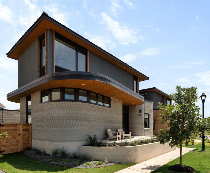 Front exterior of a new home in , Austin, TX, highlighting curb appeal (Image 28). Front exterior of a new home in , Austin, TX, highlighting curb appeal (Image 28).