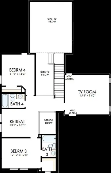 2D floor plan layout of this home in Two Step Farm - Enclave Collection, Montgomery, TX (Image 3). 2D floor plan layout of this home in Two Step Farm - Enclave Collection, Montgomery, TX (Image 3).