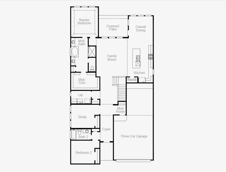 2D floor plan layout of this home in Parmer Ranch, Georgetown, TX (Image 2).