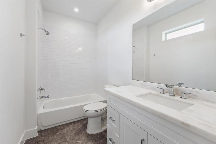 En-Suite Bathroom * Subway Tile * Marble Counter. En-Suite Bathroom * Subway Tile * Marble Counter.