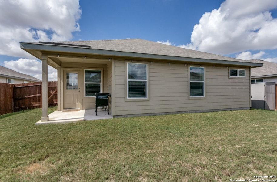 Exterior details and patio area of a home in Red River Ranch, Cibolo (Image 2).