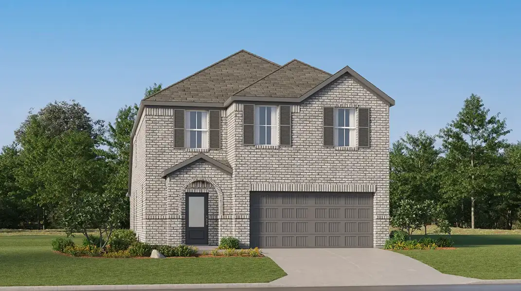 Front exterior of a new home in Monarch Landing, Needville, TX, highlighting curb appeal (Image 1). Front exterior of a new home in Monarch Landing, Needville, TX, highlighting curb appeal (Image 1).