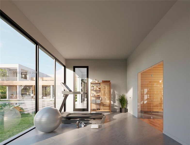 Exercise room and sauna Exercise room and sauna