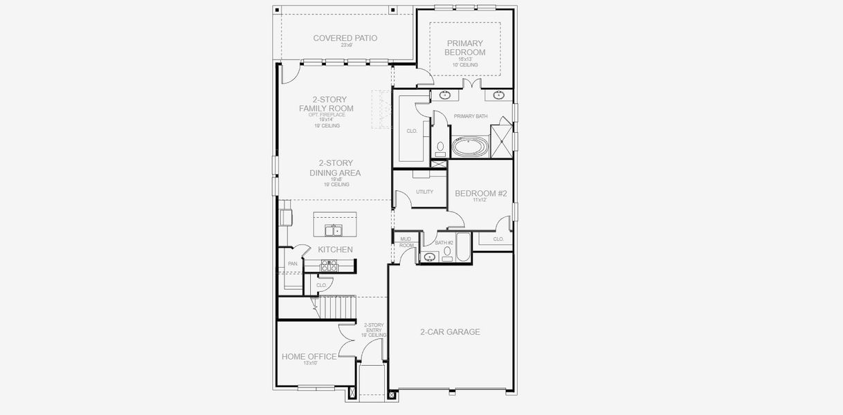 2D floor plan layout for the 2595W by Perry Homes in The Parklands 60', Santa Clara, TX (Image 3).