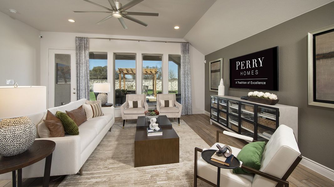 Furnished interior view inside a new home in 6 Creeks 50', Kyle (Image 8). Furnished interior view inside a new home in 6 Creeks 50', Kyle (Image 8).