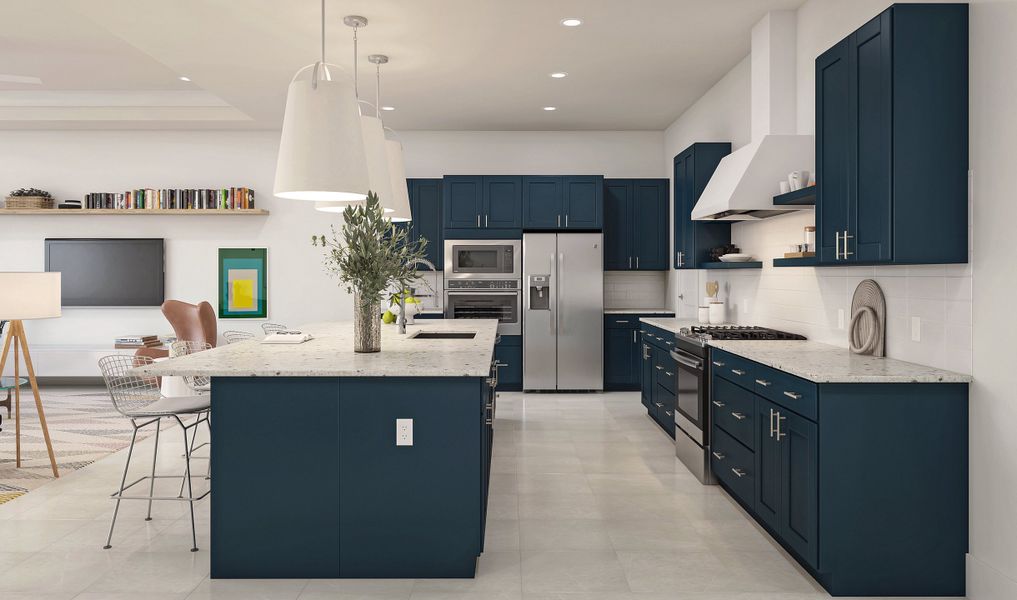 Kitchen with pendant lighting