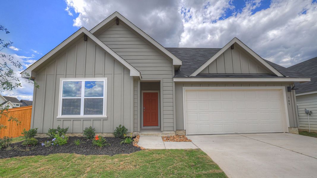 Representative exterior photo of a completed home built from the The Lakeway by D.R. Horton in Trace, San Marcos, TX (Image 1).