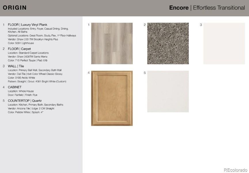 2089 Barnwood Drive design selections. Home is currently under construction and selections are subject to change.