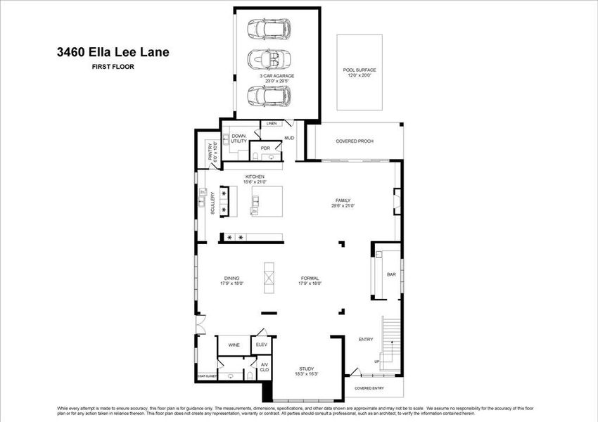 Floor plan of 1st floor.