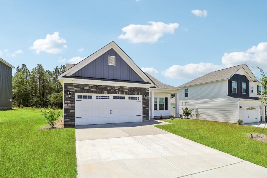 Representative exterior photo of a completed home built from the Buck Island II by Great Southern Homes in Providence Station at Trolley Run, Aiken, SC (Image 41).