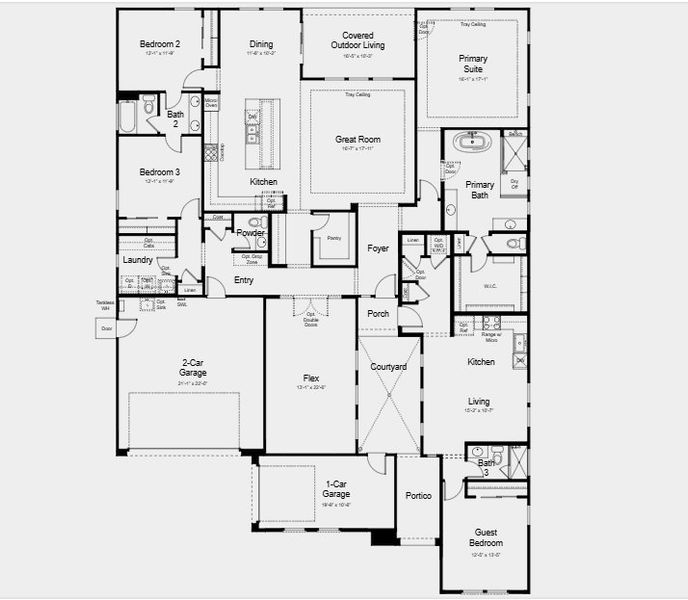 2D floor plan layout for the Rixford by Taylor Morrison in Verdin Summit Collection, Phoenix, AZ (Image 3).