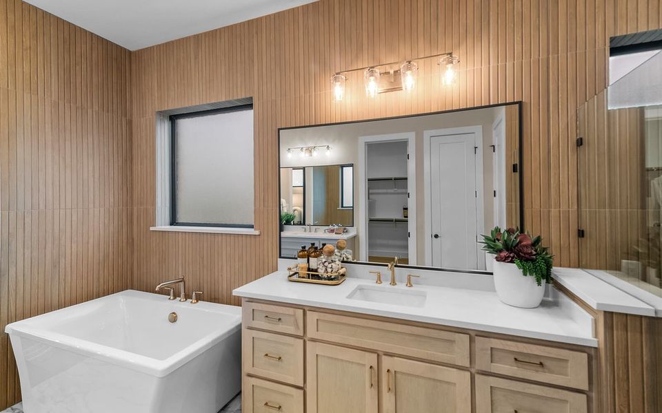 Furnished interior in a model home at 55' Traditional Homes at The Grove Frisco in Frisco (Image 18).