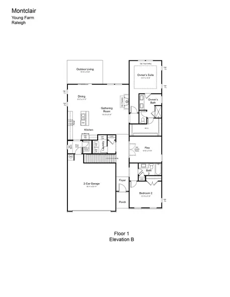 2D floor plan layout of this home in Young Farm, Apex, NC (Image 2). 2D floor plan layout of this home in Young Farm, Apex, NC (Image 2).