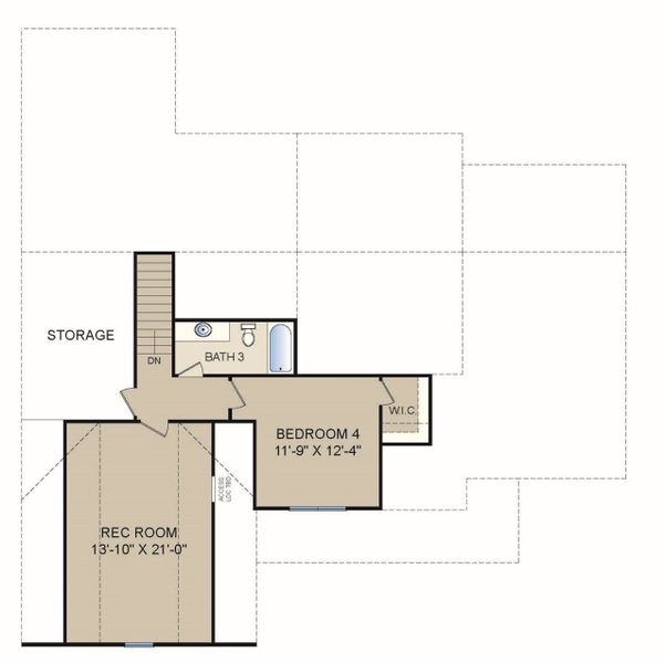 2D floor plan layout for the Jasmine by Grand Oak Homes in Kettle Creek, Zebulon, NC (Image 4).