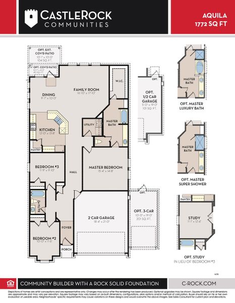 2D floor plan layout for the Aquila by CastleRock Communities in Tabor Ranch, Ponder, TX (Image 3). 2D floor plan layout for the Aquila by CastleRock Communities in Tabor Ranch, Ponder, TX (Image 3).