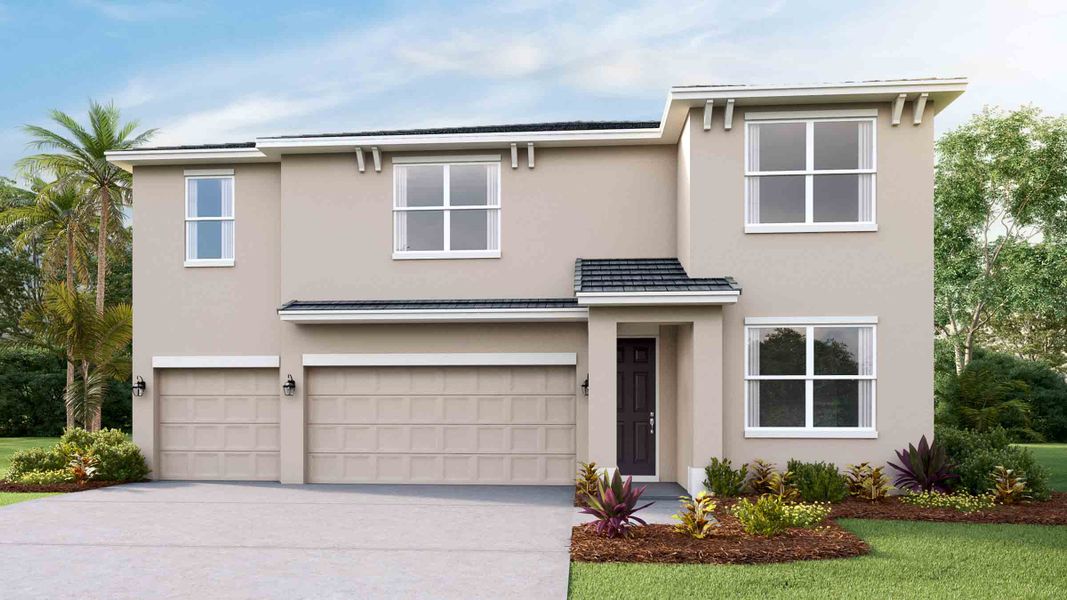 Representative exterior photo of a completed home built from the Torino by D.R. Horton in Oakfield Trails, Parrish, FL (Image 2). Representative exterior photo of a completed home built from the Torino by D.R. Horton in Oakfield Trails, Parrish, FL (Image 2).