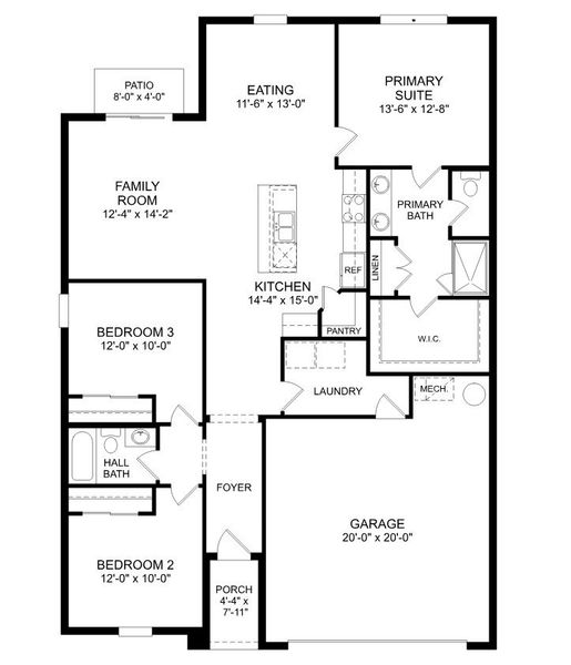 2D floor plan layout for the The Portland by Stanley Martin Homes in Sorrento Pines, Sorrento, FL (Image 4).