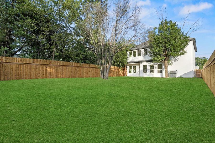 View of fenced backyard