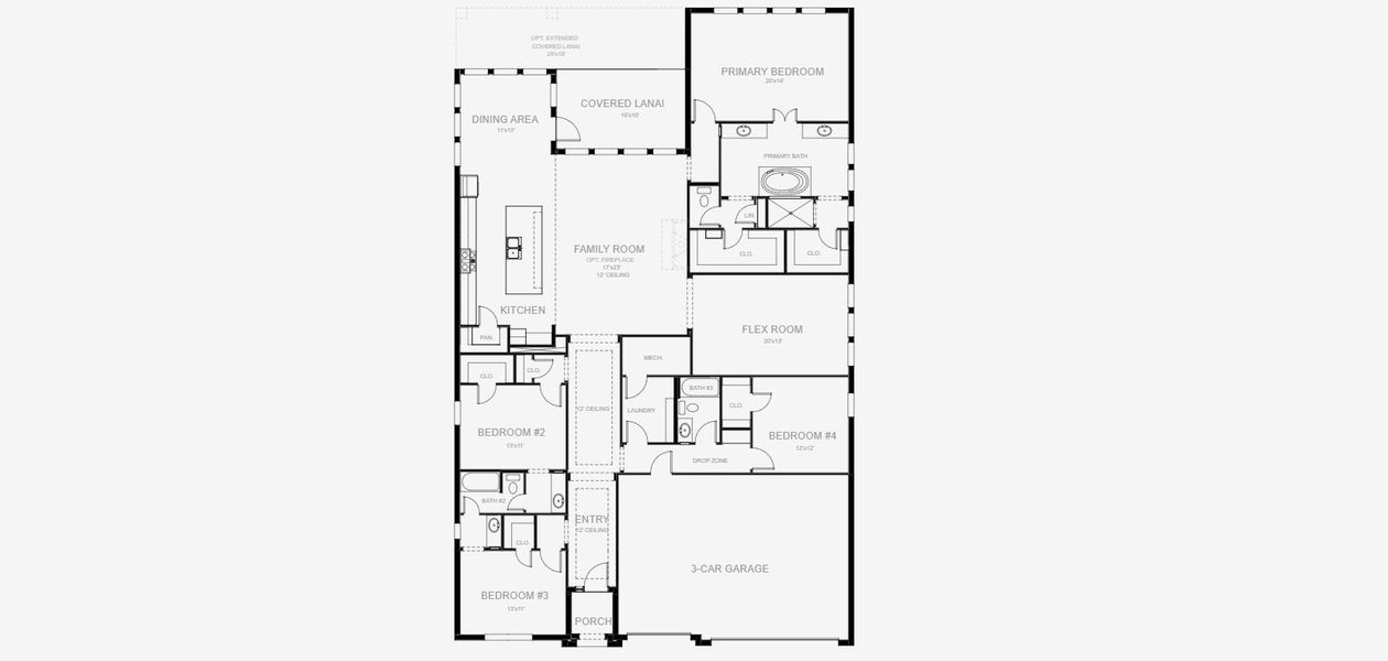 2D floor plan layout for the 2929F by Perry Homes in Sanctuary at Seaire, Parrish, FL (Image 3). 2D floor plan layout for the 2929F by Perry Homes in Sanctuary at Seaire, Parrish, FL (Image 3).