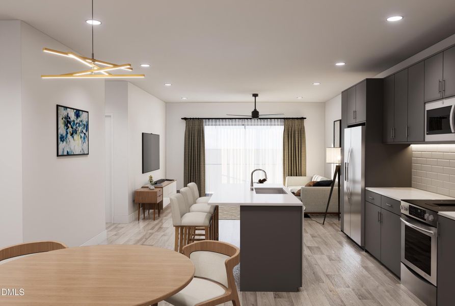 Kitchen and Living - Gray Cabinets Kitchen and Living - Gray Cabinets