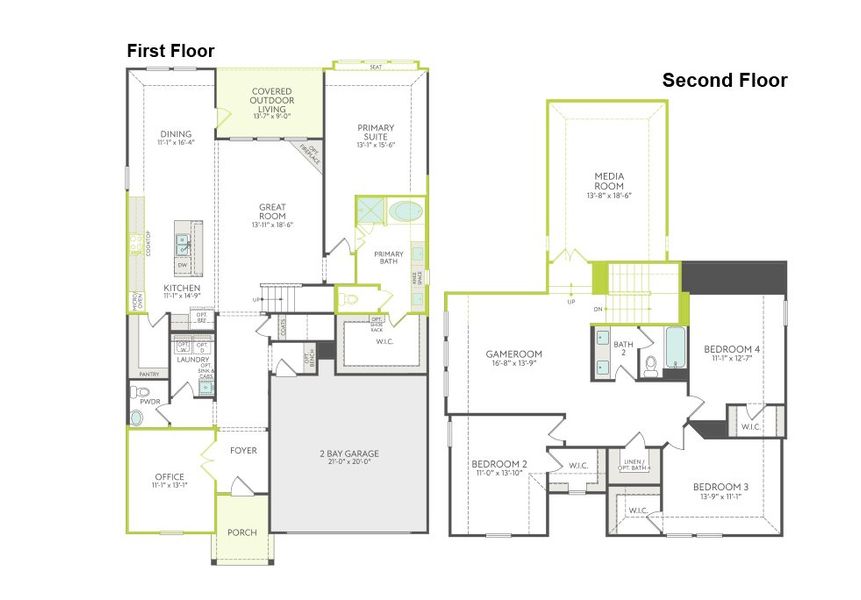 2D floor plan layout of this home in Discovery Collection at View at the Reserve, Mansfield, TX (Image 3).