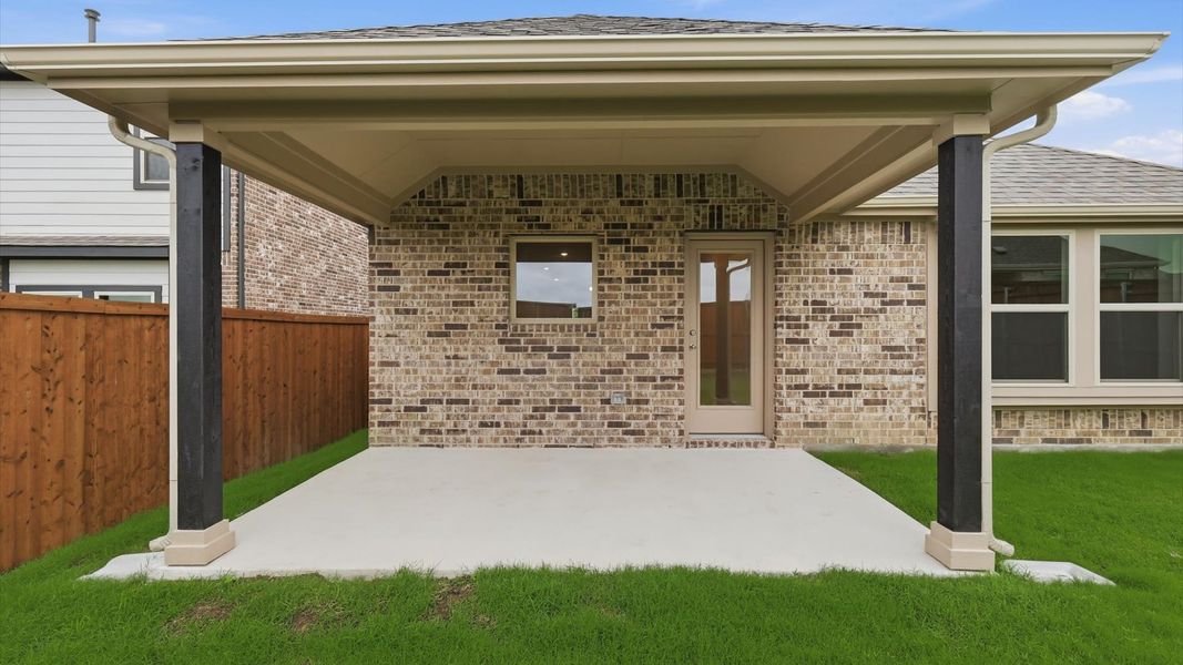 Exterior details and patio area of a home in Westridge Journey, Princeton (Image 23).