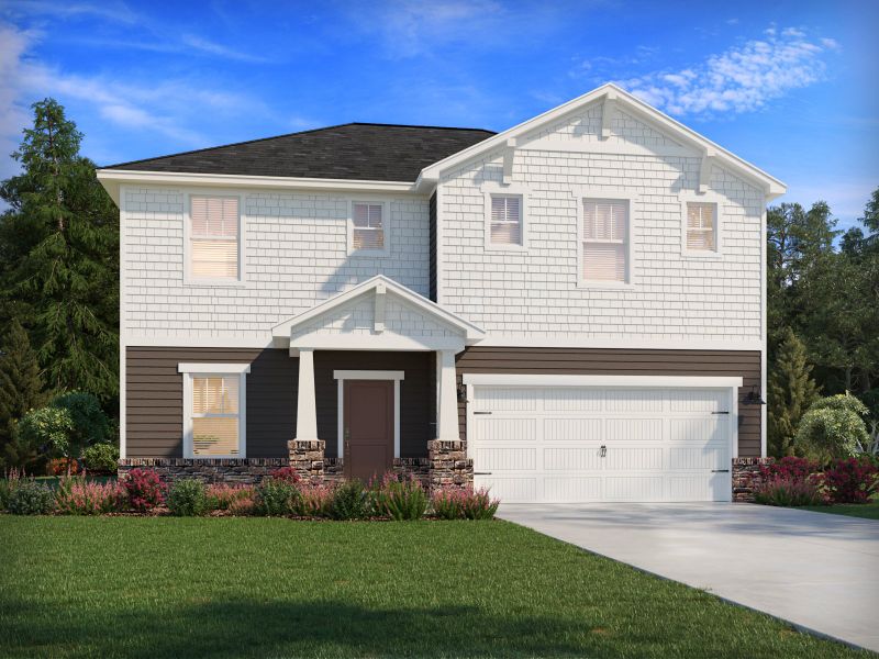 Representative exterior photo of a completed home built from the Cottonwood by Meritage Homes in Oxford Station, Salisbury, NC (Image 13).