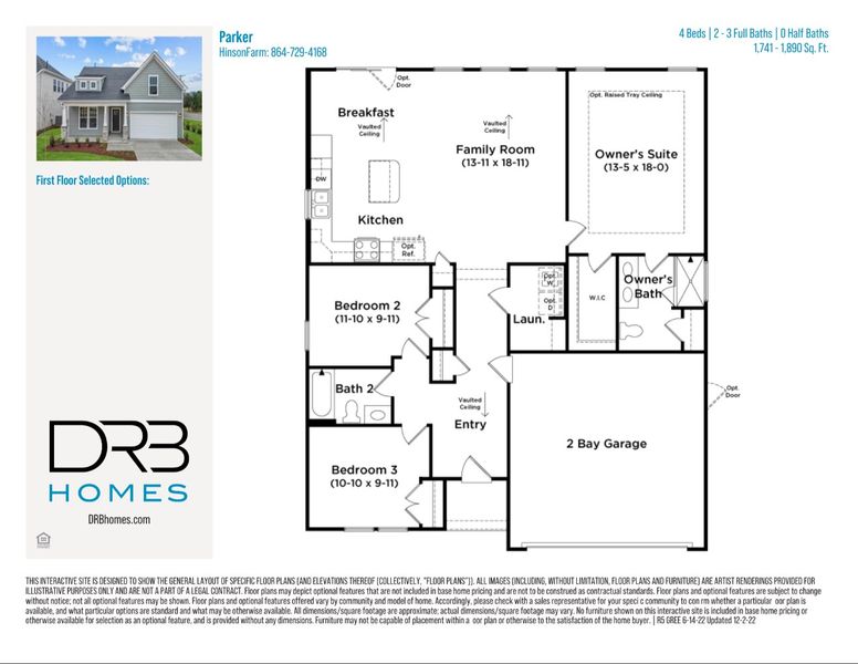 2D floor plan layout for the Parker by DRB Homes in Hinson Farm, Fountain Inn, SC (Image 3). 2D floor plan layout for the Parker by DRB Homes in Hinson Farm, Fountain Inn, SC (Image 3).