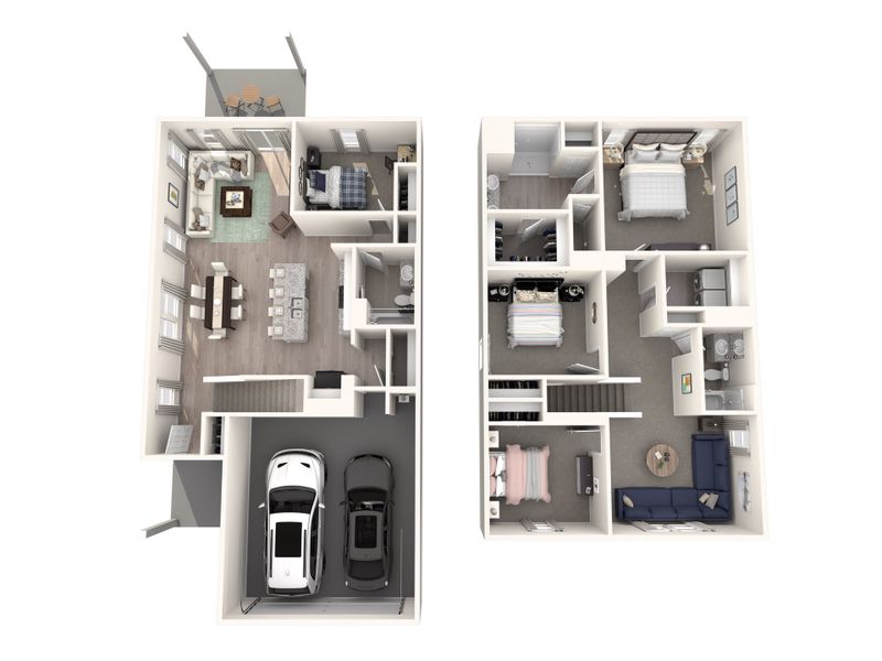 2D floor plan layout for the Roswell by Meritage Homes in Village at White Pine, Pendleton, SC (Image 4).