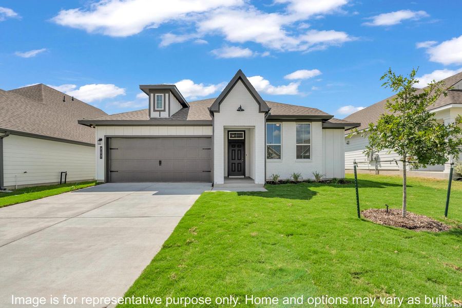 Front exterior of a new home in Arroyo Ranch, Seguin, TX, highlighting curb appeal (Image 1). Front exterior of a new home in Arroyo Ranch, Seguin, TX, highlighting curb appeal (Image 1).