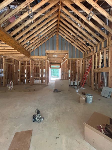 Soaring ceilings in the Generously sized open Family room