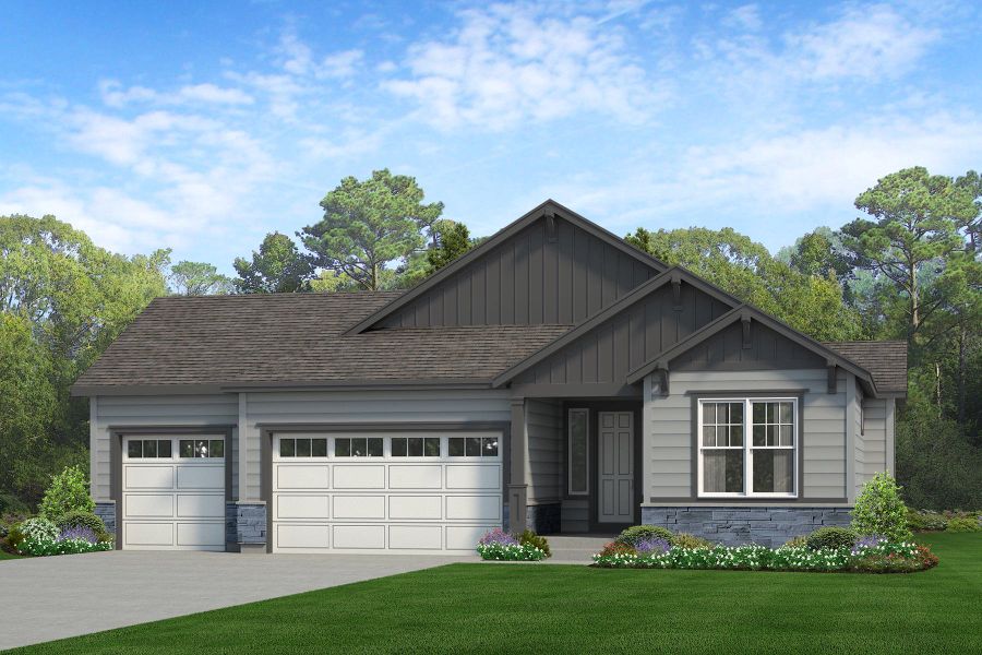 Representative exterior photo of a completed home built from the Lakewood II by Risewell Homes in Cherry Meadows, Brighton, CO (Image 15). Representative exterior photo of a completed home built from the Lakewood II by Risewell Homes in Cherry Meadows, Brighton, CO (Image 15).