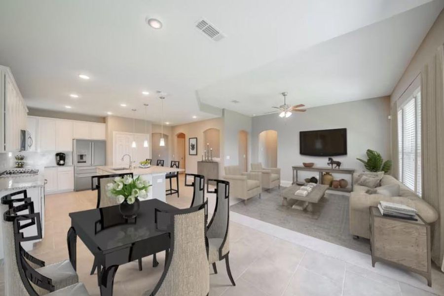 Photo of Pulte model home with same floor plan, not of actual home listed.