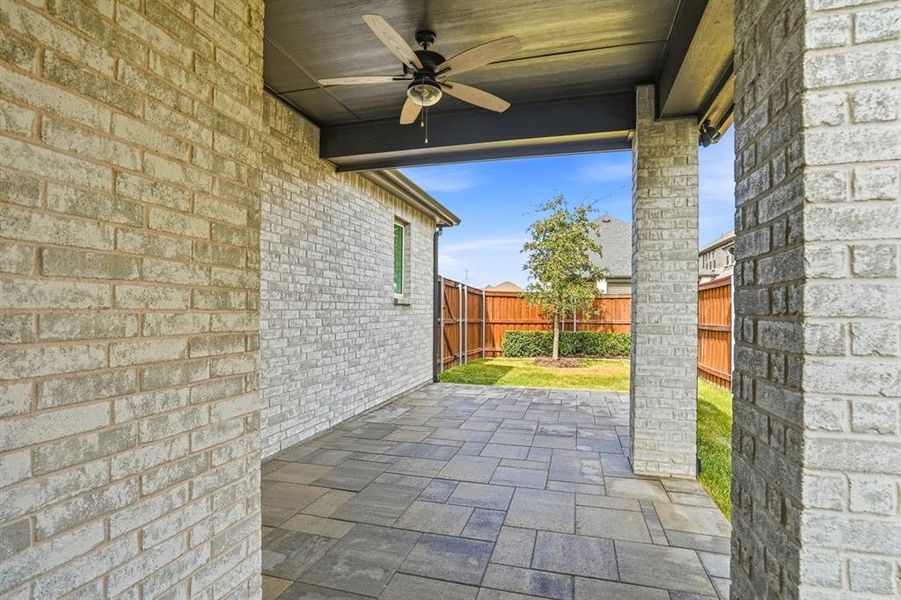 Exterior details and patio area of a home in Karis, Crowley (Image 18).