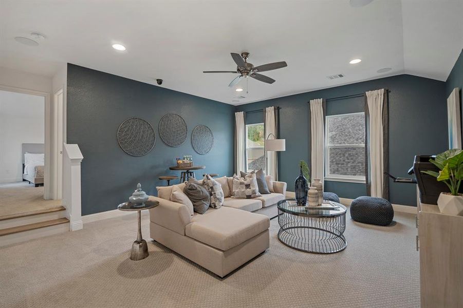 Upstairs game room or living room Upstairs game room or living room