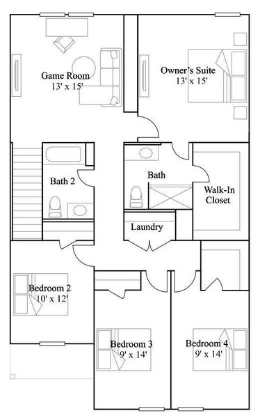 2D floor plan layout of this home in The Grand Prairie, Hockley, TX (Image 3).