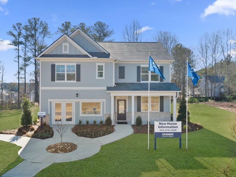 Front exterior of a new home in Thompson Ridge, Dallas, GA, highlighting curb appeal (Image 21).