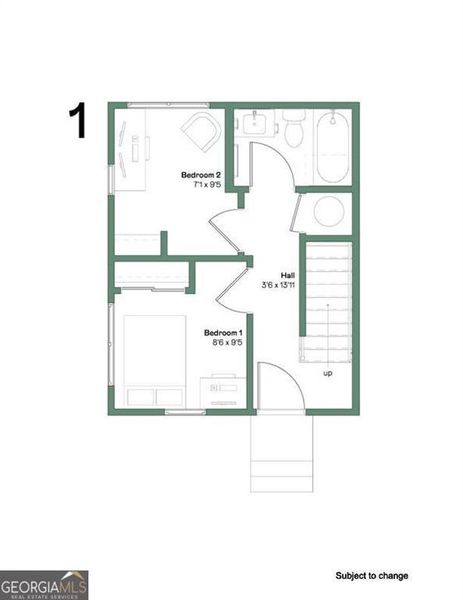2D floor plan layout of this home in , Atlanta, GA (Image 3).