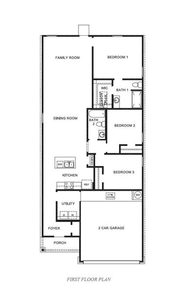 2D floor plan layout of this home in Watermark, Alvin, TX (Image 3).