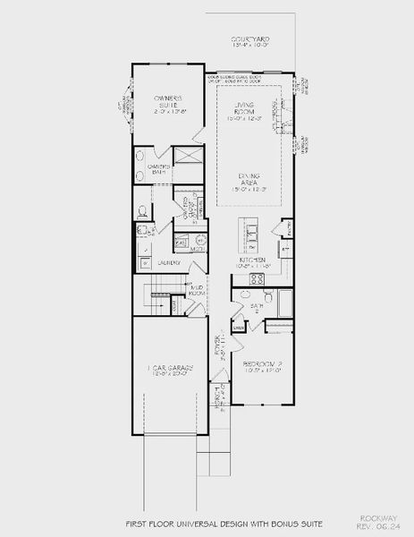 2D floor plan layout for the Rockaway by Epcon Communities in The Courtyards at Oak Grove, Durham, NC (Image 28).