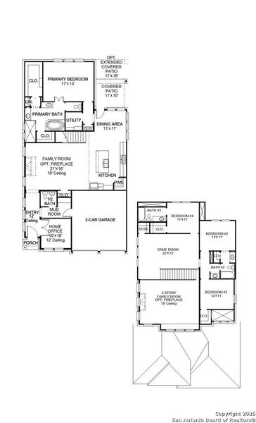 2D floor plan layout of this home in Homestead 55', Schertz, TX (Image 2).
