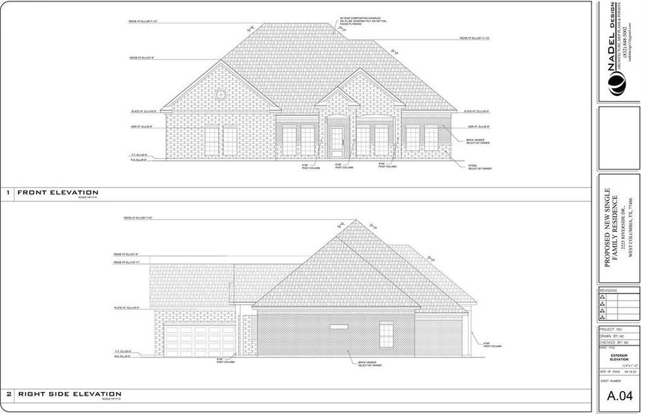 Front & Side Elevation. Garage door will face front instead of side.