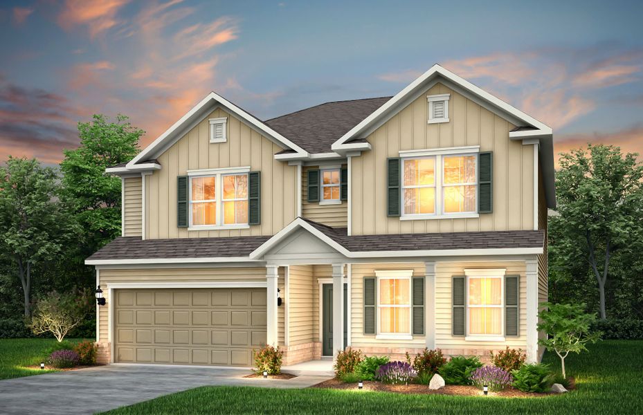 Front exterior of a new home in Forestwood, Longs, SC, highlighting curb appeal (Image 18).