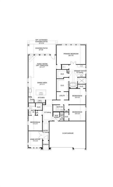 2D floor plan layout of this home in Walsh Ranch 55', Fort Worth, TX (Image 2).