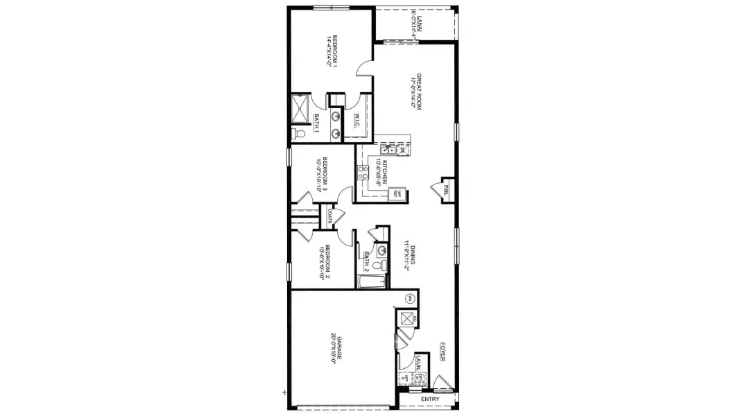 2D floor plan layout of this home in Northwater at Two Rivers, Zephyrhills, FL (Image 2).