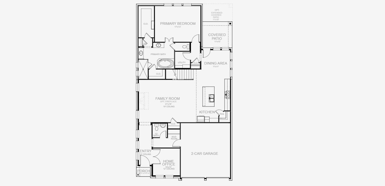 2D floor plan layout for the 2662W by Perry Homes in Lakes of Cane Island, Katy, TX (Image 3).