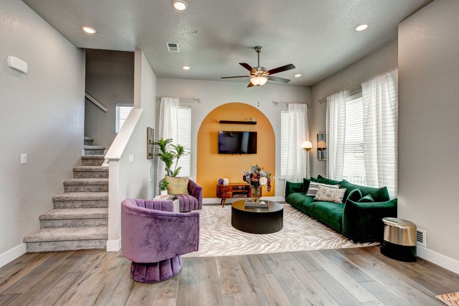 Representative furnished interior of a home built from the The Timberline by Landmark Homes in Highlands at Fox Hill, Longmont (Image 10). Representative furnished interior of a home built from the The Timberline by Landmark Homes in Highlands at Fox Hill, Longmont (Image 10).