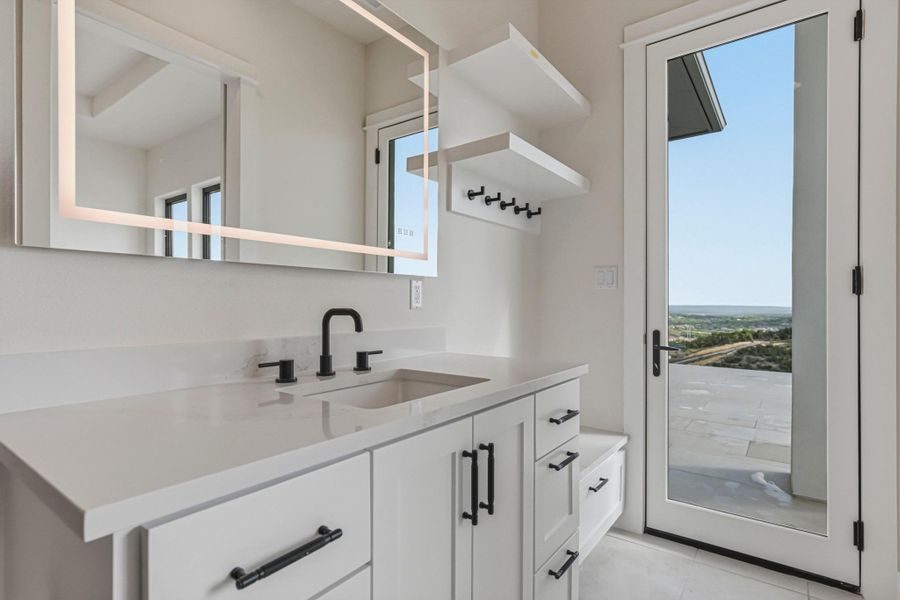 Serves as pool bath with beautiful walk in shower!
